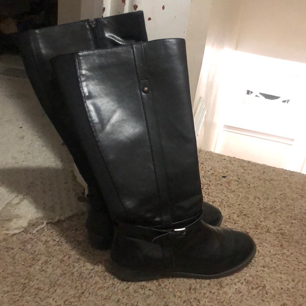 American eagle black leather fashion boots cute